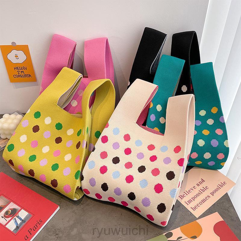 ハンドバッグ レディース ニットバッグ ドット柄 ミニトート ミニトートバッグ おしゃれ 可愛い 手提げ バッグ トートバッグ 春 夏 秋 冬 | ブランド登録なし