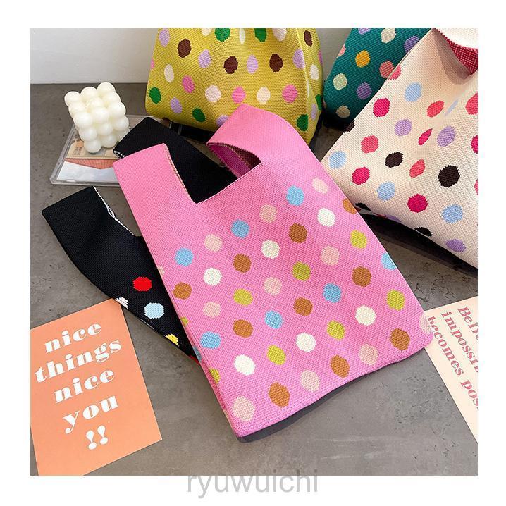 ハンドバッグ レディース ニットバッグ ドット柄 ミニトート ミニトートバッグ おしゃれ 可愛い 手提げ バッグ トートバッグ 春 夏 秋 冬 | ブランド登録なし | 13