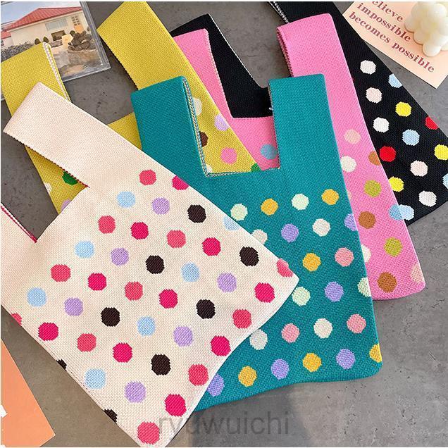 ハンドバッグ レディース ニットバッグ ドット柄 ミニトート ミニトートバッグ おしゃれ 可愛い 手提げ バッグ トートバッグ 春 夏 秋 冬 | ブランド登録なし | 06
