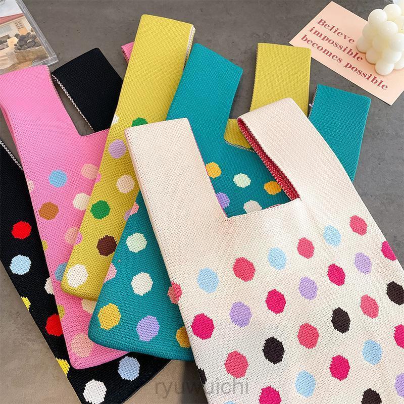 ハンドバッグ レディース ニットバッグ ドット柄 ミニトート ミニトートバッグ おしゃれ 可愛い 手提げ バッグ トートバッグ 春 夏 秋 冬 | ブランド登録なし | 07