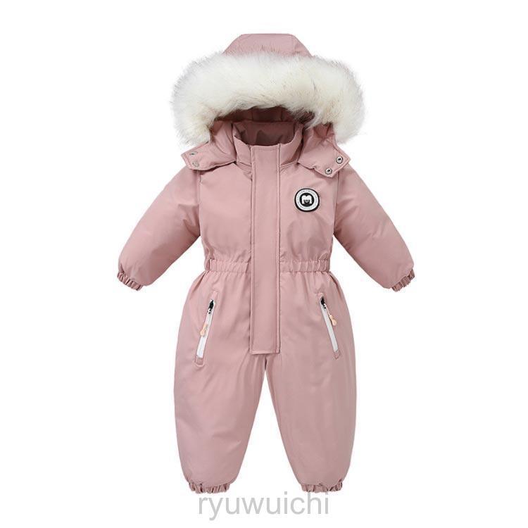 スキーウェア キッズ つなぎ ジャンプスーツ ファー付き ベビー 冬 90