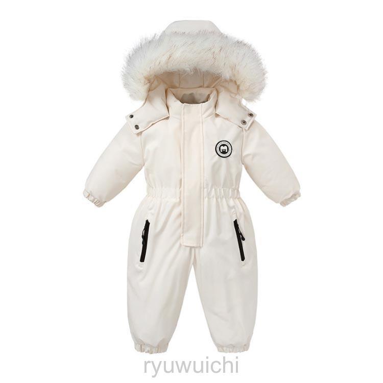 スキーウェア キッズ つなぎ ジャンプスーツ ファー付き ベビー 冬 90