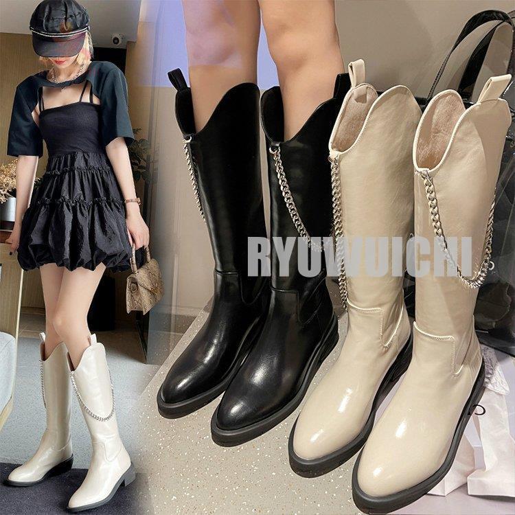 ロングブーツ レディース ブーツ かわいい 個性的 チェーン アクセサリー アクセント シンプル ホワイト ブラック 走れる シンプル ミセス おしゃれ Ct0914 Juj263 龍一ストア 通販 Yahoo ショッピング