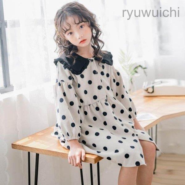 子供服 ワンピース キッズ 長袖 子供ドレス dress 女の子 春秋 シャツワンピース 膝丈 韓国子供服 ジュニア カジュアル 復古風 可愛い 通学着 | ブランド登録なし | 02