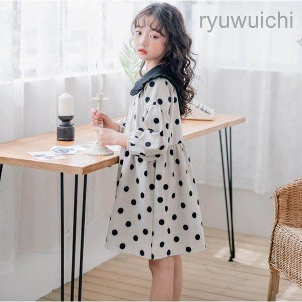 子供服 ワンピース キッズ 長袖 子供ドレス dress 女の子 春秋 シャツワンピース 膝丈 韓国子供服 ジュニア カジュアル 復古風 可愛い 通学着 | ブランド登録なし | 03