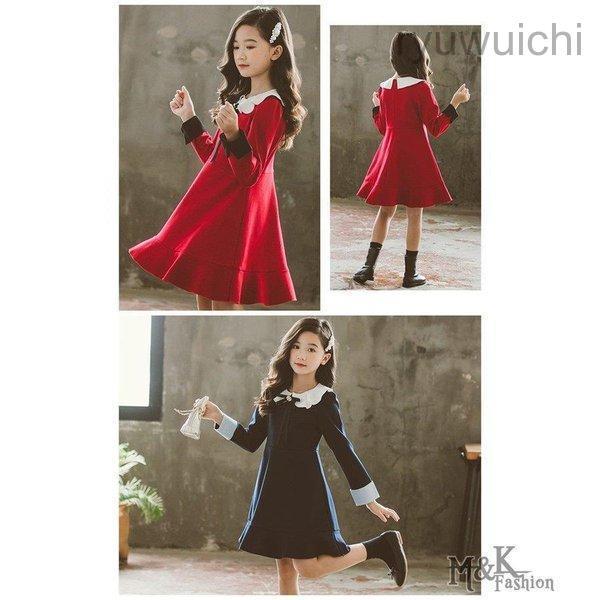 韓国子供服 キッズ 女の子 ワンピース  子供 シャツ リボン 蝶結び 春秋 入学式 卒業式 結婚式 パーティー 発表会 七五三 90-160cmの画像