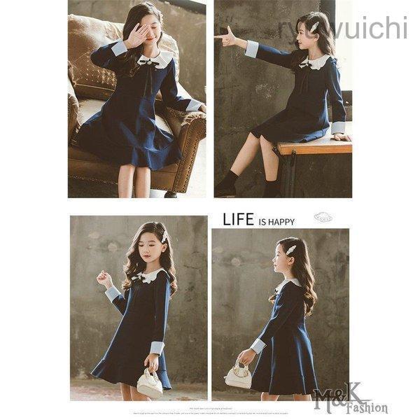 韓国子供服 キッズ 女の子 ワンピース  子供 シャツ リボン 蝶結び 春秋 入学式 卒業式 結婚式 パーティー 発表会 七五三 90-160cmの画像