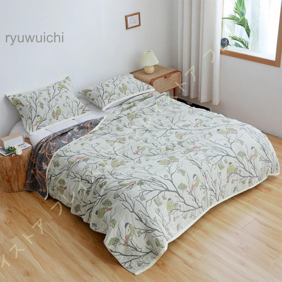 寝具 布団 毛布 タオルケット ガーゼケット 幾何柄 リーフ柄 チェック柄 洗えるタオルケット おなかケット ハーフケット シングル セミダブル ダブルサイズ_6