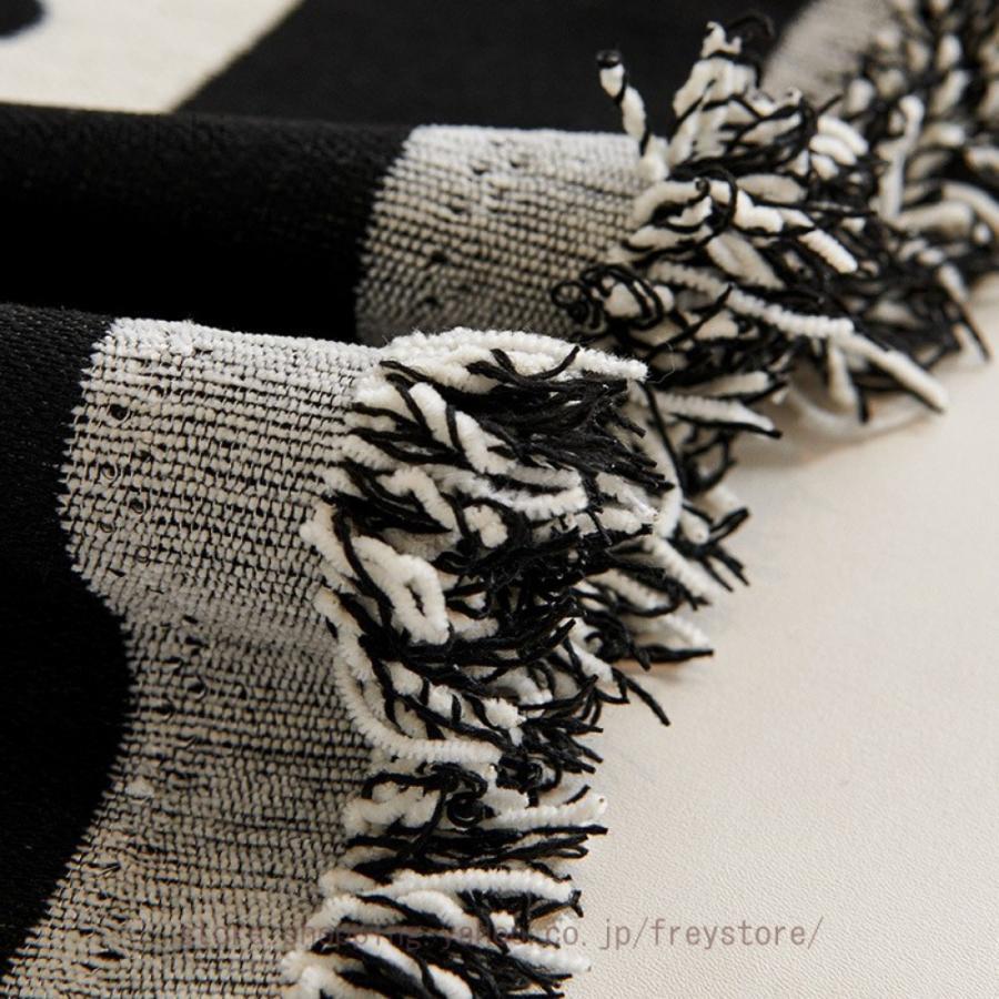 未使用 KHADI & CO カディー&コー　マルチカバー　ウール　白黒 キルト マルチカバー 長方形 北欧 洗える プードラ 180*230cm