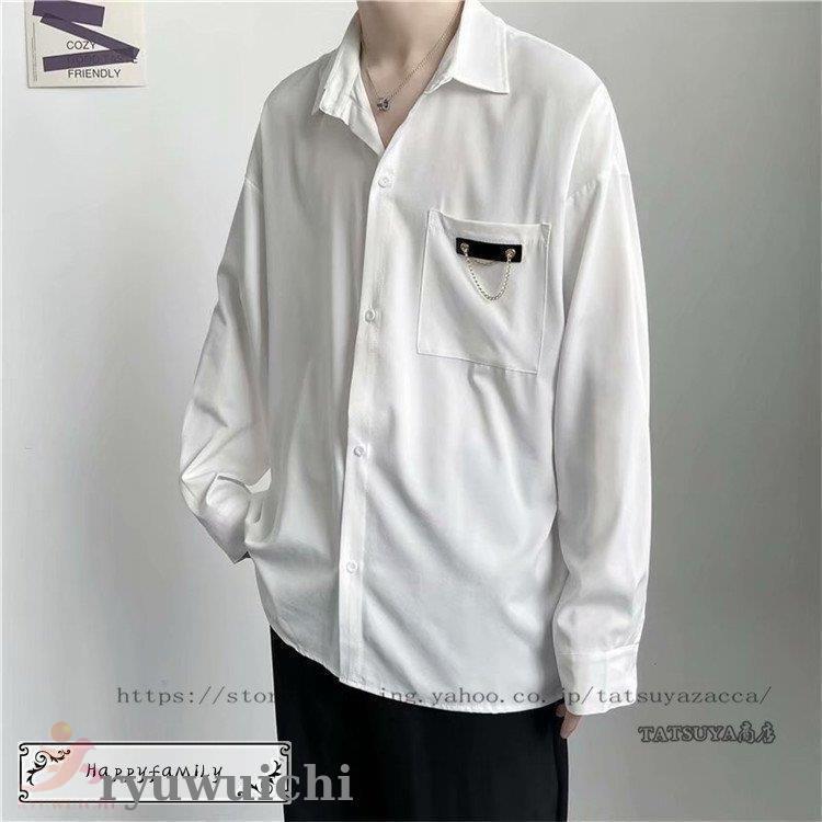 開襟シャツ ワイシャツ シャツ メンズ 夏 長袖 カットソー重ね着風 トップス 21 メンズファッション おしゃれ 薄手代30代40代 Happyfa06 Dxp0 龍一ストア 通販 Yahoo ショッピング