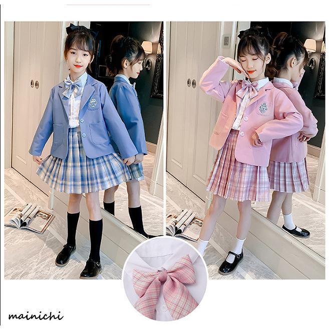 スーツ 子供 女の子 4点セット 入学式 卒業式 シャツ   女子 小学生 中学生 スクール 制服 チェック柄 上品の画像