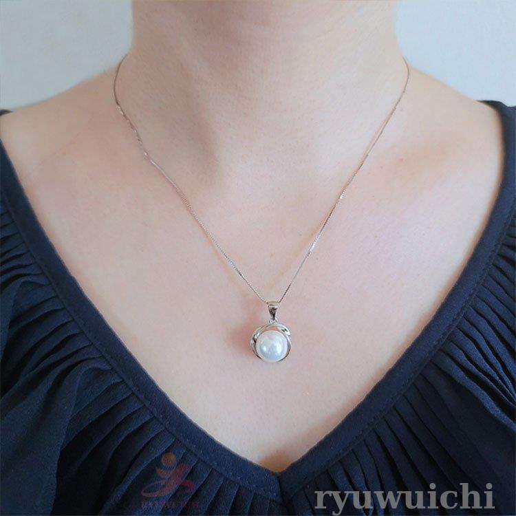 silver 925 大粒パール　ネックレス　トップ ネックレス レディース パール 一粒 大粒 ペンダントトップ 10mm