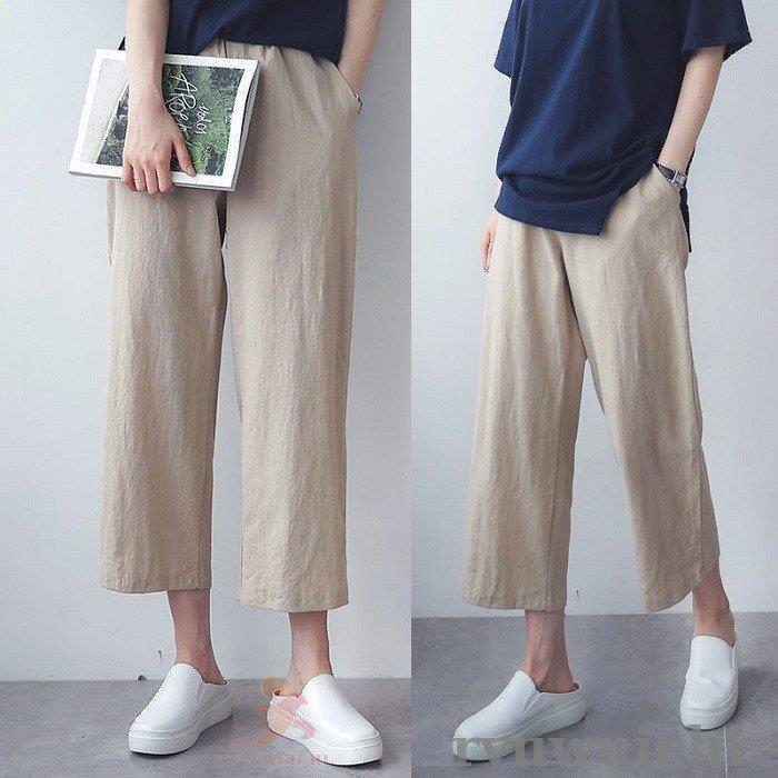 夏 薄手 超ソフト地 脚長 ウエストゴム ワイドパンツ 韓国 g203 綿麻 パンツ レディース ワイドパンツ 春夏 スカーチョ コットン