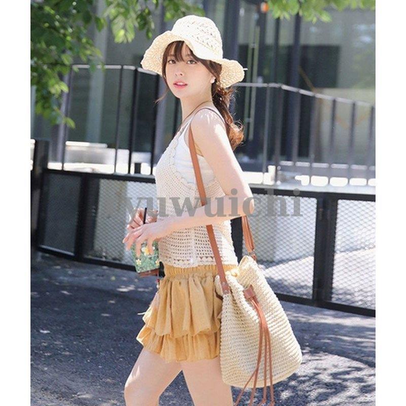 かごバッグ ショルダー ストローバッグ バケツ 浴衣 巾着 バッグ