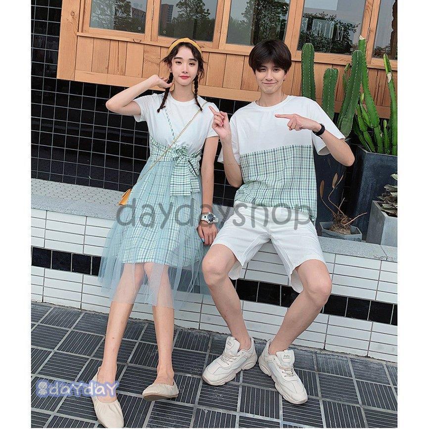 ペアルック カップルTシャツ/ワンピース ペアルック半袖 恋人 チェック柄 カップル夏服 デート着 新作 [ 単品売り ]｜ryuwuichi｜05