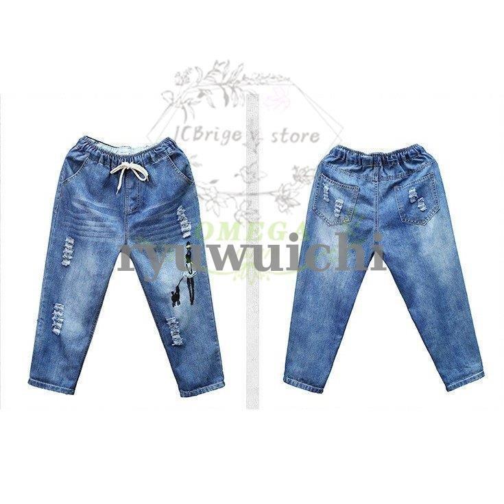 JNCO Jeans 179 デニム クロップドパンツ 刺繍入り デニムクロップドパンツ刺繍レディースデニムパンツ ジーパン春七分丈