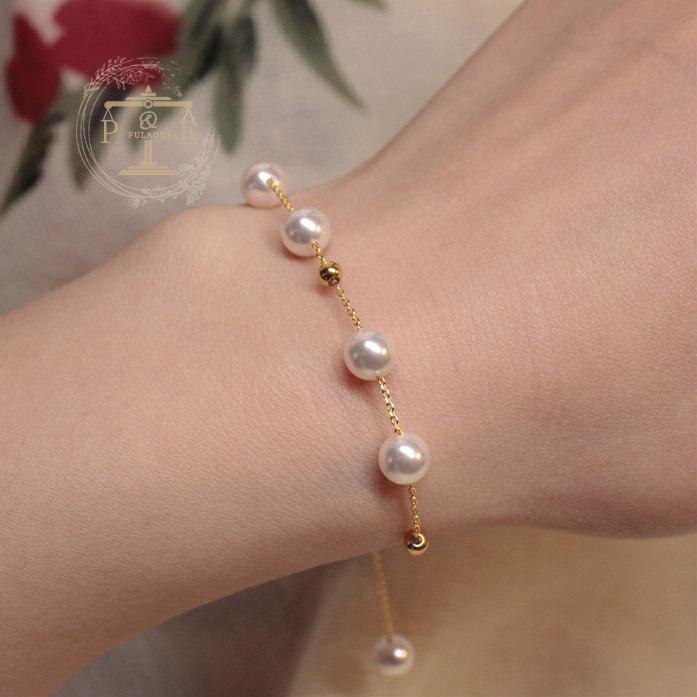 ブレスレット レディース パール 天然パール 淡水パール 14K アクセサリーの画像