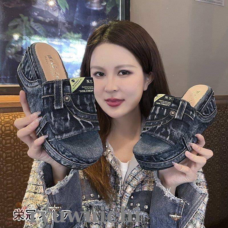 レディース 高品質なサンダル ミュール デニム スリッパ 歩き