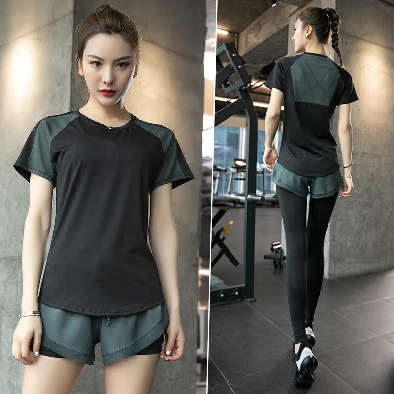 レディース スポーツ 半袖トップス グリーン フィットネスウェア フィットネスウェア 半袖Tシャツ レディース トップス 半袖 迷彩 T