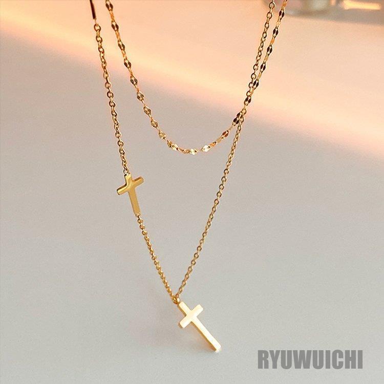 ネックレス クロス ロングネックレス シンプル エレガント 綺麗 おしゃれ アクセサリー かわいい ゴールド繊細 リラックス ミセス シャビーシック/[aco73]｜ryuwuichi