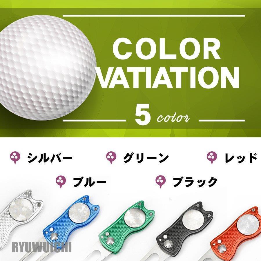 新到着 グリーンフォーク マーカー付き ゴルフ 丸型 収納タイプ かっこいい 2本刃 リペアツール ピッチマーク 収納 折り畳み式 使いやすい ディボットツール マーカー ゴルフ グリーン フォーク 銀 ボール マーカー付き ピッチ ディポット ティー