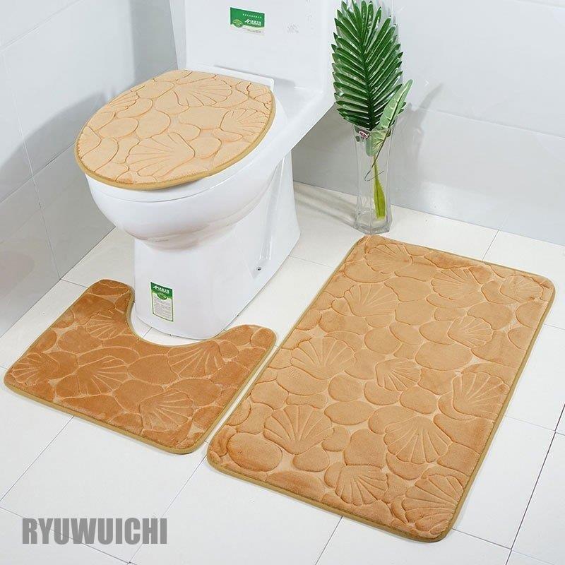 トイレマット 滑りにくい加工 3点セット 3D立体 洗える おしゃれ