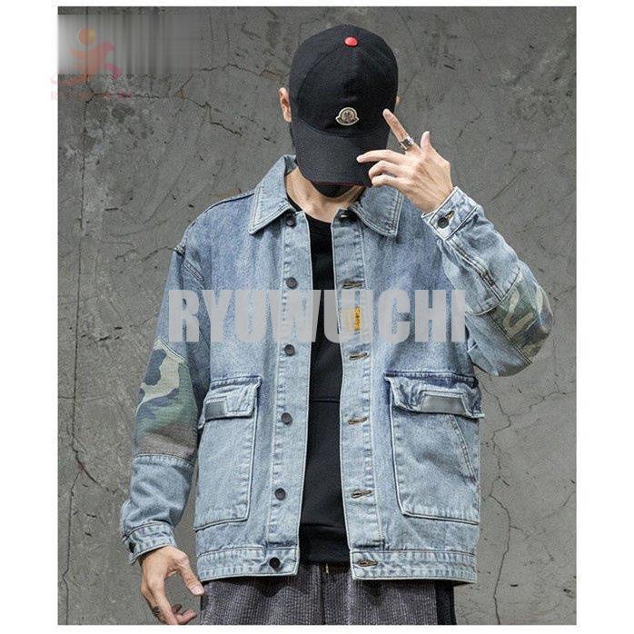 デニムジャケット メンズ デニム 作業服 作業着 Gジャン 迷彩 切り替え