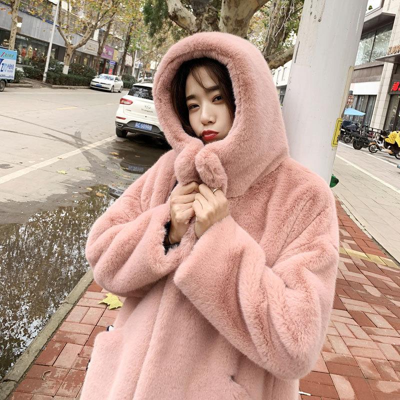 上質 ファーコート ロング丈 レディース ファッション フェイクファー ファーフード付き 毛皮コート 女性 暖かい 防寒 ジャケット 冬物 アウター_3