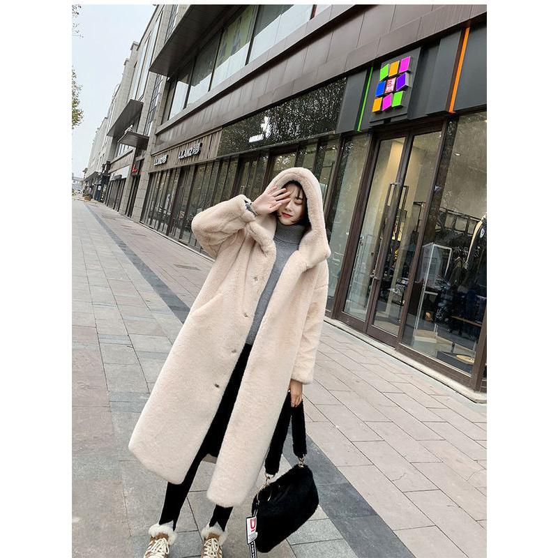 上質 ファーコート ロング丈 レディース ファッション フェイクファー ファーフード付き 毛皮コート 女性 暖かい 防寒 ジャケット 冬物 アウター_9