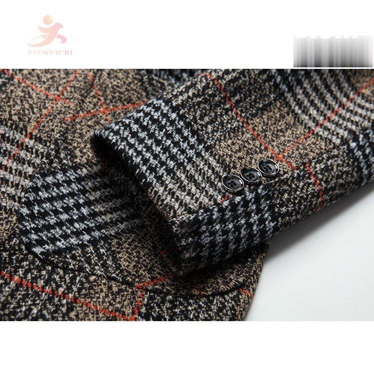 テーラードジャケット メンズ チェック柄 ブレザー ビジネスジャケット