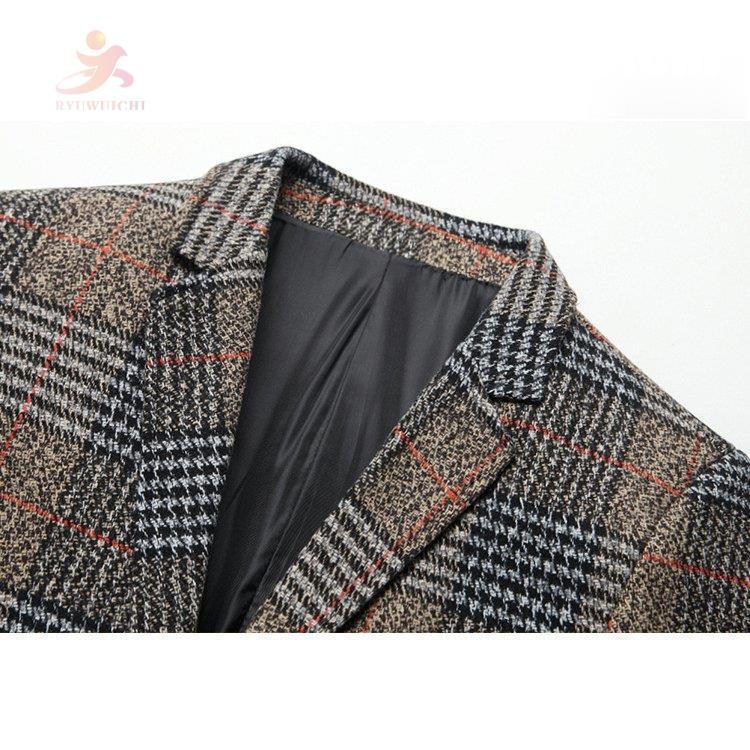 テーラードジャケット メンズ チェック柄 ブレザー ビジネスジャケット