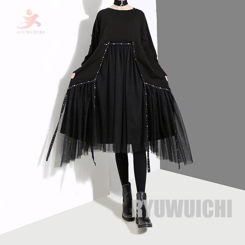 送料0円 イベント清楚 モダン ブラック 大人スタイル かっこいい モード系 おしゃれ チュールスカート 長袖 レディース ワンピース 可愛い 美人 レディース ワンピース カラー 1 Color