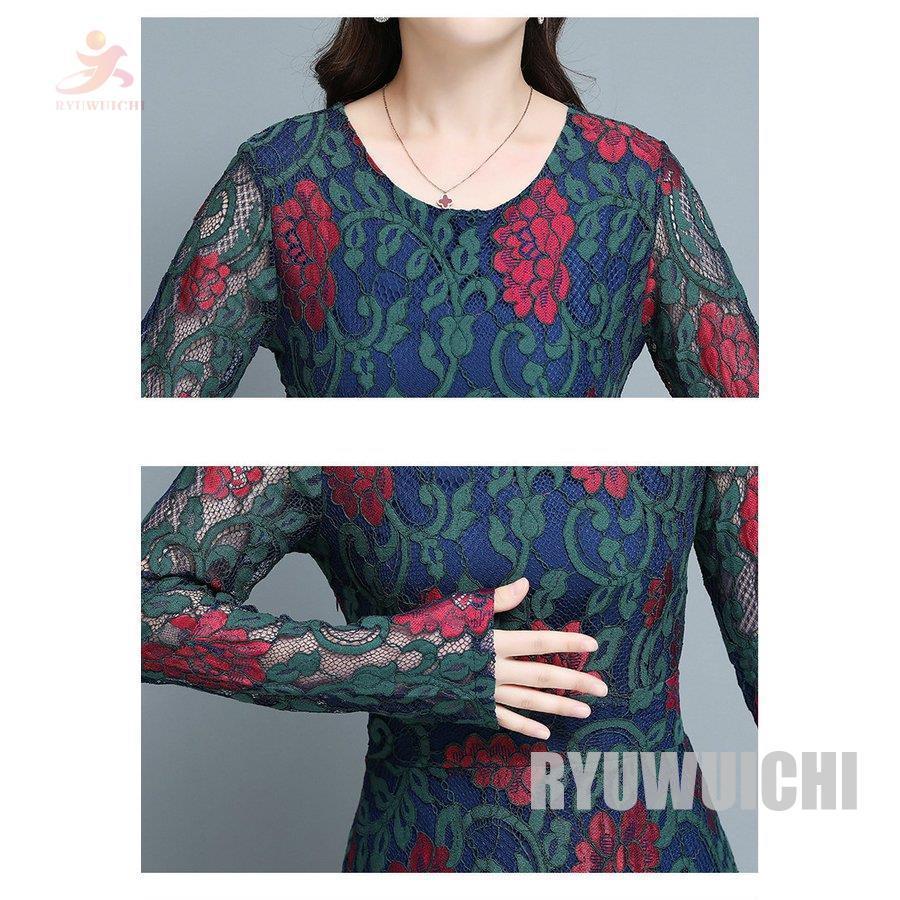 ワンピース レディース 長袖 ロング丈 華やか 花柄 高級感