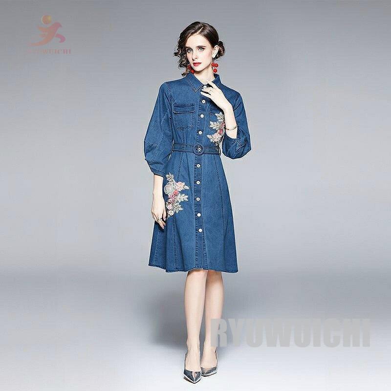 クラシックな人気商品 ワンピース シャツワンピース デニム生地 ウエストマーク 女子会 大人カジュアル カジュアルウェア 学校行事 クール ディナー 上品 リゾート 売り出し割引 Shirleyryan Ca
