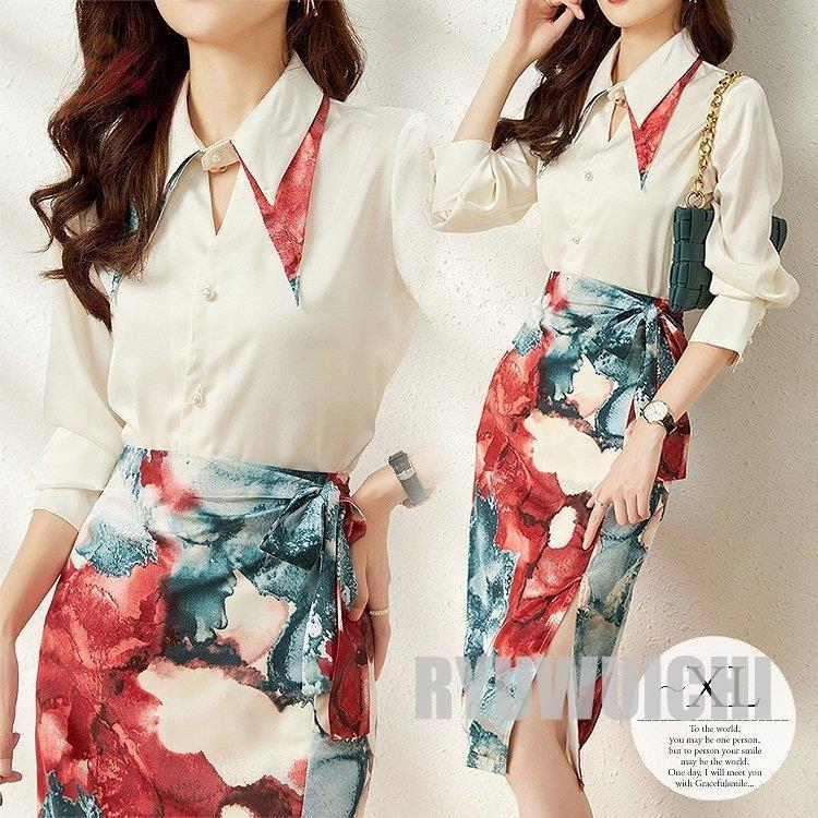 ワンピース レディース タイト シャツ 女子会 パール シンプル エレガント 上品 ホワイト オフィス スタイルアップ ホワイト レッド ブルー 魅力的 女子会 シンプル モダン Ry1103 Gralyq531 龍一ストア