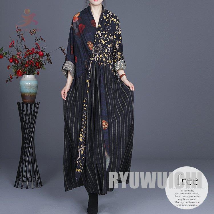 値下げ 特価 ワンピース レディース ロング丈 長袖 ストライプ 総柄 花柄 おしゃれ 個性的 お出かけ ブラック イエロー レッド イベント清楚 魅力 的 お出かけ オンラインストア販売店舗 Www Superavila Com