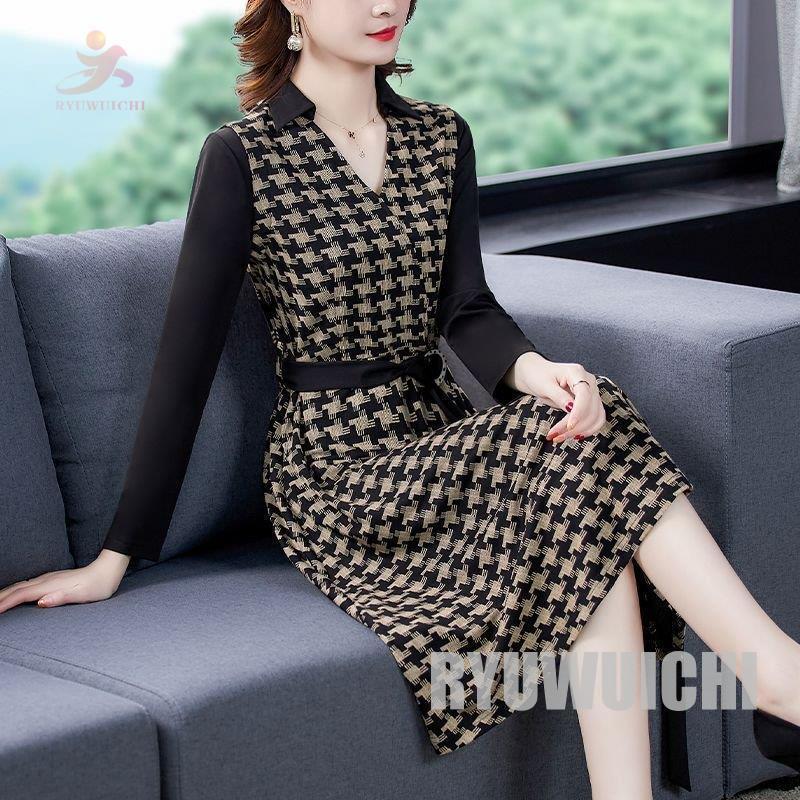 新品 純正品 ワンピース 襟付き 千鳥格子 長袖 Vネック ウエストマーク ファスナー 膝丈ワンピース クラシカル 休日 定番 可愛い お出かけ 食事会 女子旅 ガーリー 日本通販 Www Superavila Com