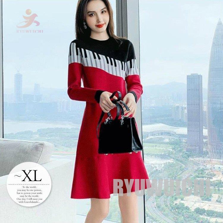 セール期間限定 ワンピース レディース 長袖 ピアノ柄 膝上丈 ラウンドネック フレア 切り替えワンピ 大人可愛い ガーリー レッド シンプル ベーシック 魅力的 ミセス 最終処分セール Www Superavila Com