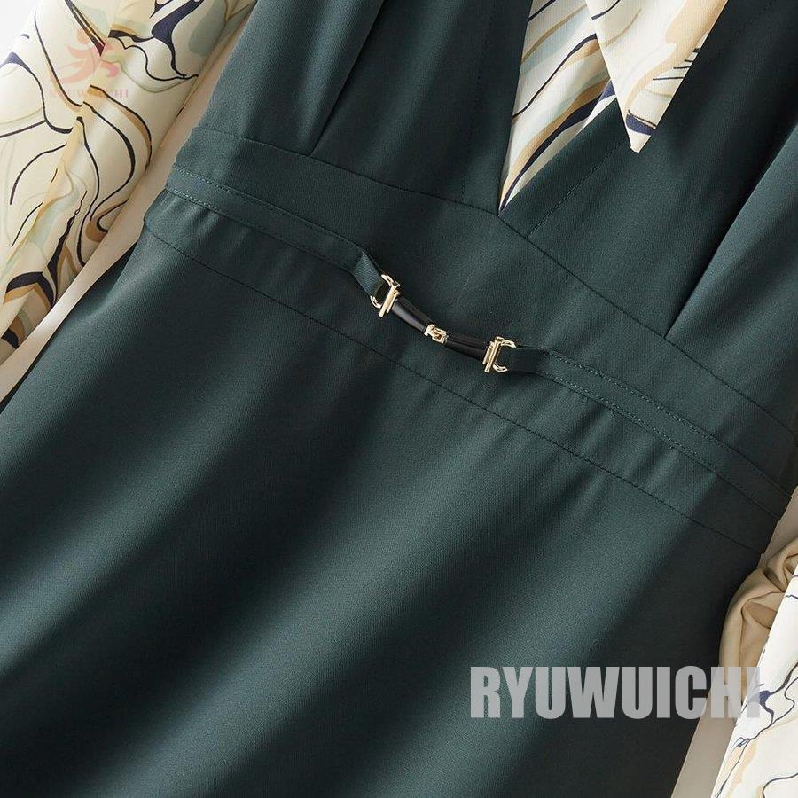 売り切り御免 Aライン ボウタイ とろみ 長袖 スカーフ柄 ワンピース 切り替えデザイン フェミニン ガーリー 細見え ヨーロピアン ロング ワンピース ウエストマーク ワンピース サイズ S Michiganestateplanning Com