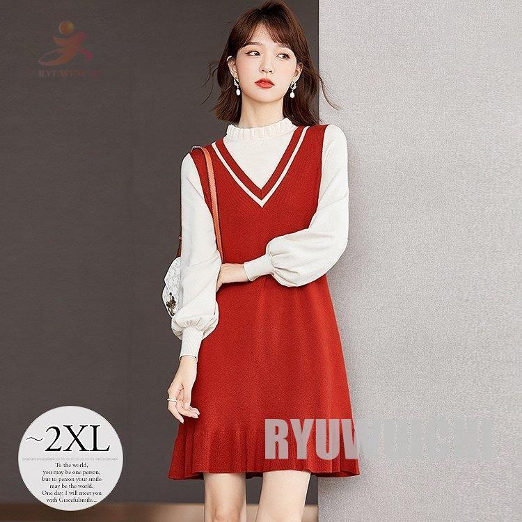 質屋 オンライン ニットワンピース レディース 長袖 スクールニット ハイゲージニット スクールライクコーデ ひざ上 レッド ホワイト オフホワイト リラックス 売り出し最安値 Shirleyryan Ca