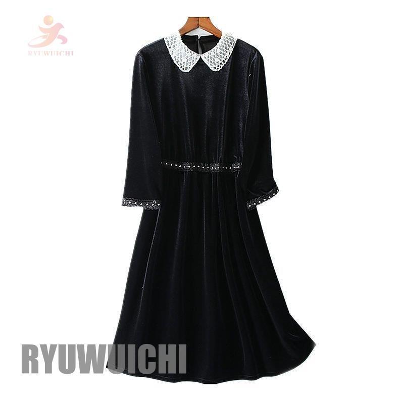 売り出し最安価格 ワンピース 長袖 レース Aライン ウエストマーク ファスナー ロングワンピース 白黒 無地 クラシカル 甘め 襟付き ストリート 休日スタイル 上品 正規品 新 Www Superavila Com