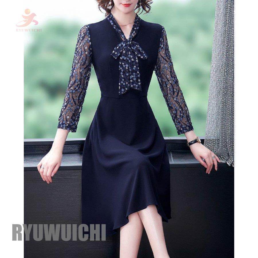 今季ブランド お出かけファッション ガーリー クール クラシカル ウエストシェイプ ボウタイリボン 透け感 Vネック ワンピース 休日スタイル 美人 女子旅 ワンピース サイズ 3xl Michiganestateplanning Com