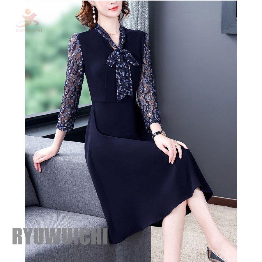 今季ブランド お出かけファッション ガーリー クール クラシカル ウエストシェイプ ボウタイリボン 透け感 Vネック ワンピース 休日スタイル 美人 女子旅 ワンピース サイズ 3xl Michiganestateplanning Com