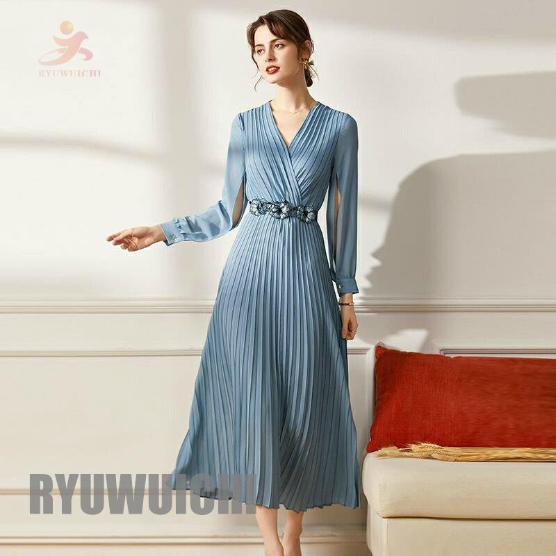 高質で安価 ワンピース 透け感 プリーツ ウエストマーク カシュクール 無地 フェミニン お出かけファッション 清楚 休日 お出かけ 母親 定番 ママ 休日スタイル パーティドレス サイズ Xl Binghamtonhots Com