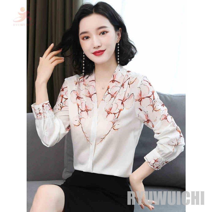 ブラウス トップス お花柄 プリント柄 Vネック 透け感 ボタン オフィスカジュアル 涼しげ 謝恩会 母親 2次会 パーティースタイル シンプル 懇談会 上等な