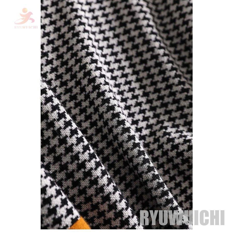 セーター トップス レディース ハイゲージニット 総柄 千鳥格子 V