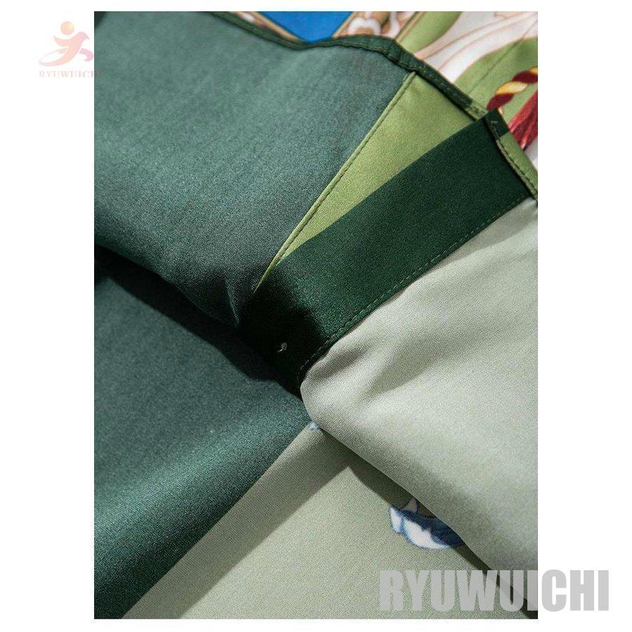 ブラウス トップス 長袖 シャツ スカーフ柄 柄シャツ サテン素材 大人