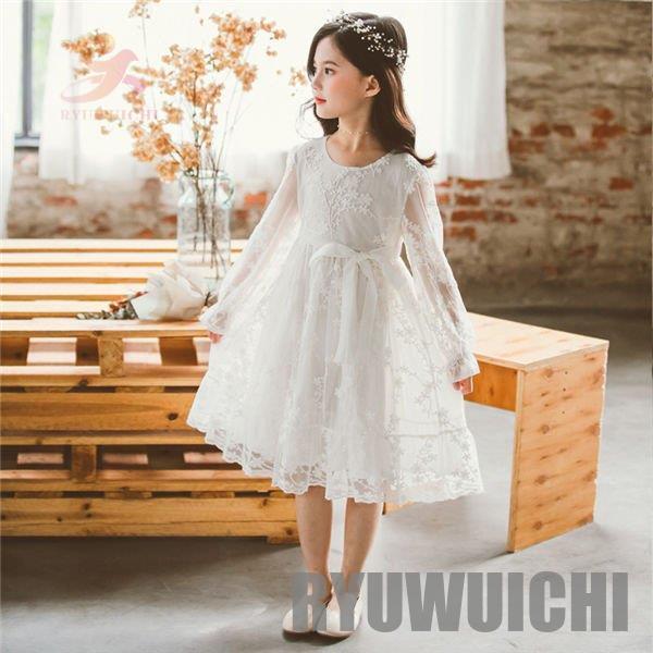 ワンピース 子供 ベビー フォーマル 長袖 女の子 レース 可愛い ベビードレス ガールズ おしゃれ キッズ 女の子服 春秋