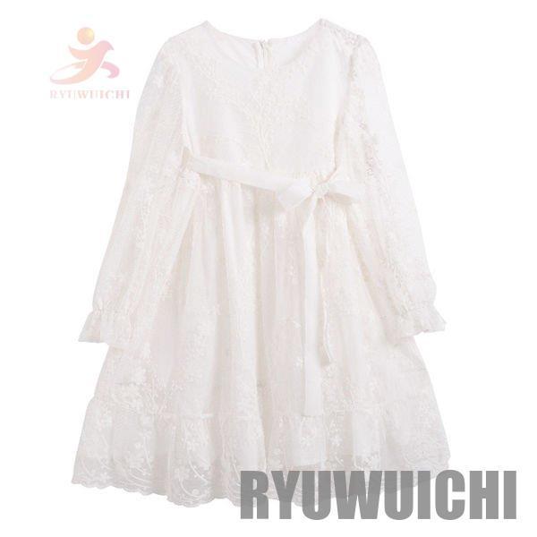 ワンピース 子供 ベビー  長袖 女の子 レース 可愛い ベビードレス ガールズ おしゃれ キッズ 女の子服 春秋の画像