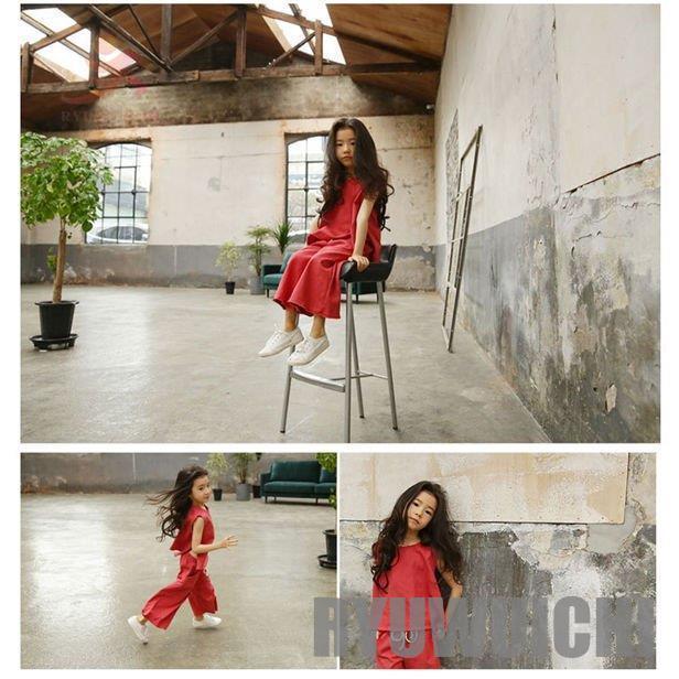 子供服 女の子 夏服 セットアップ キッズ 無地 ノースリーブ ワイド